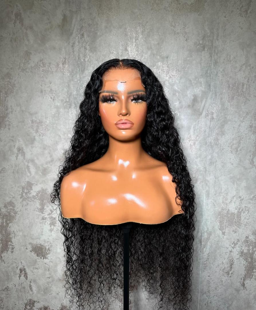 26 inches water curl jet black 13×4 HD lace 180% density